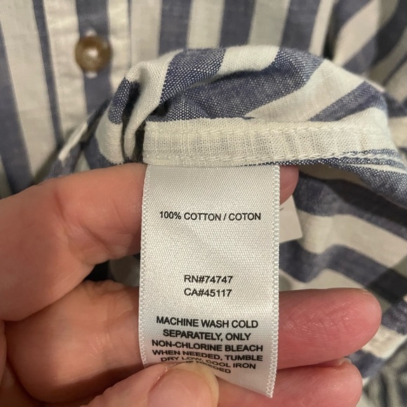 Women’s Natural Reflections XXL Denim Blue and White Strip Button Up Shirt - Picture 5 of 6